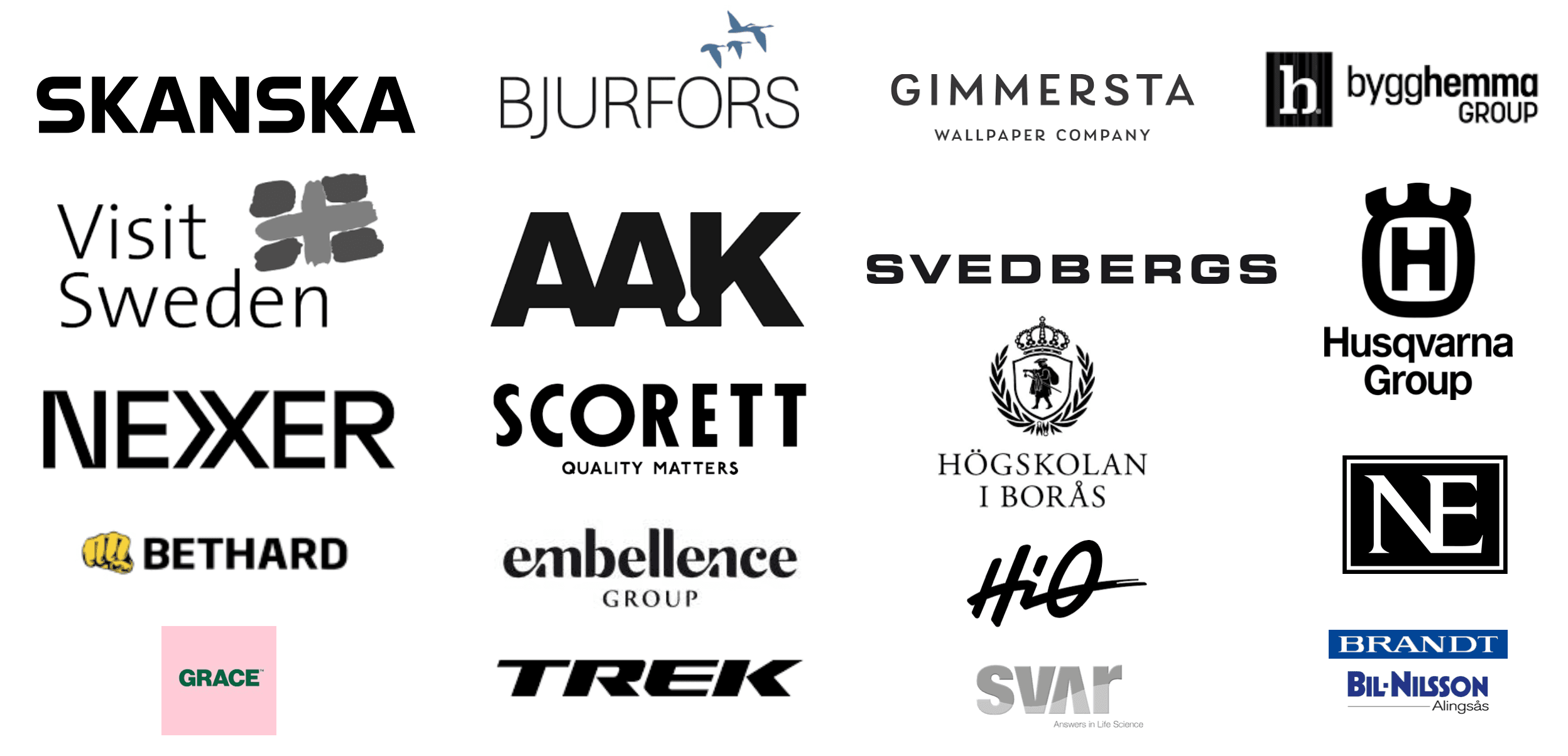 Klienter: Skanska, Husqvarna, Trek, AAK, Bygghemma, Scorett, Visit Sweden, Bjurfors, Nexxer, m.fl.